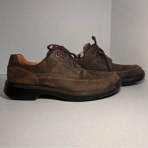 Ecco Size 45 11 Fusion II Moc toe tie Cocoa Brown Leather Lace Up Shoes Mens